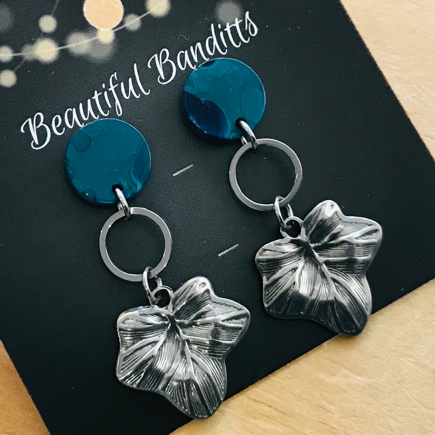 Mixed Metal and Resin Earrings - medium