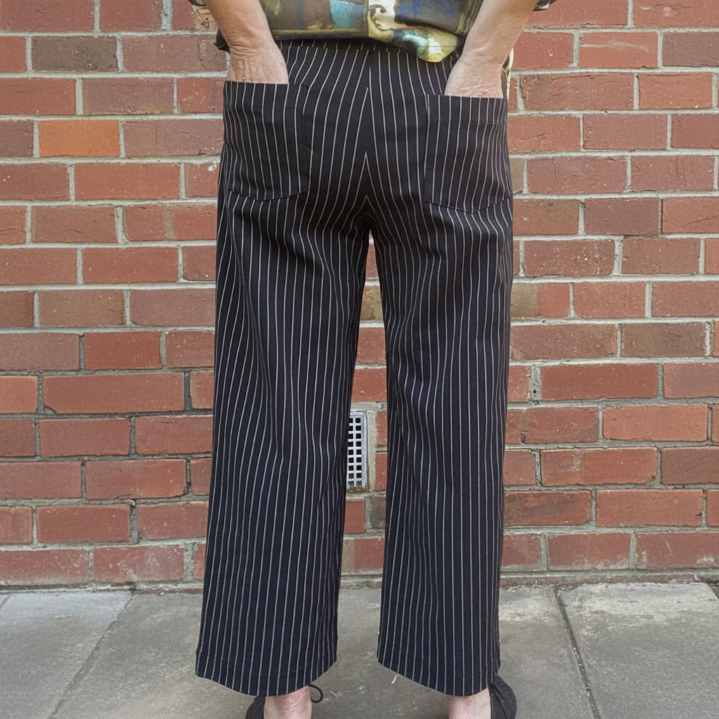 Women's Handmade Band Pants - Pinstripe