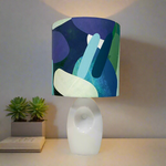 White Ceramic Table Lamp with Pablo in Blue Shade