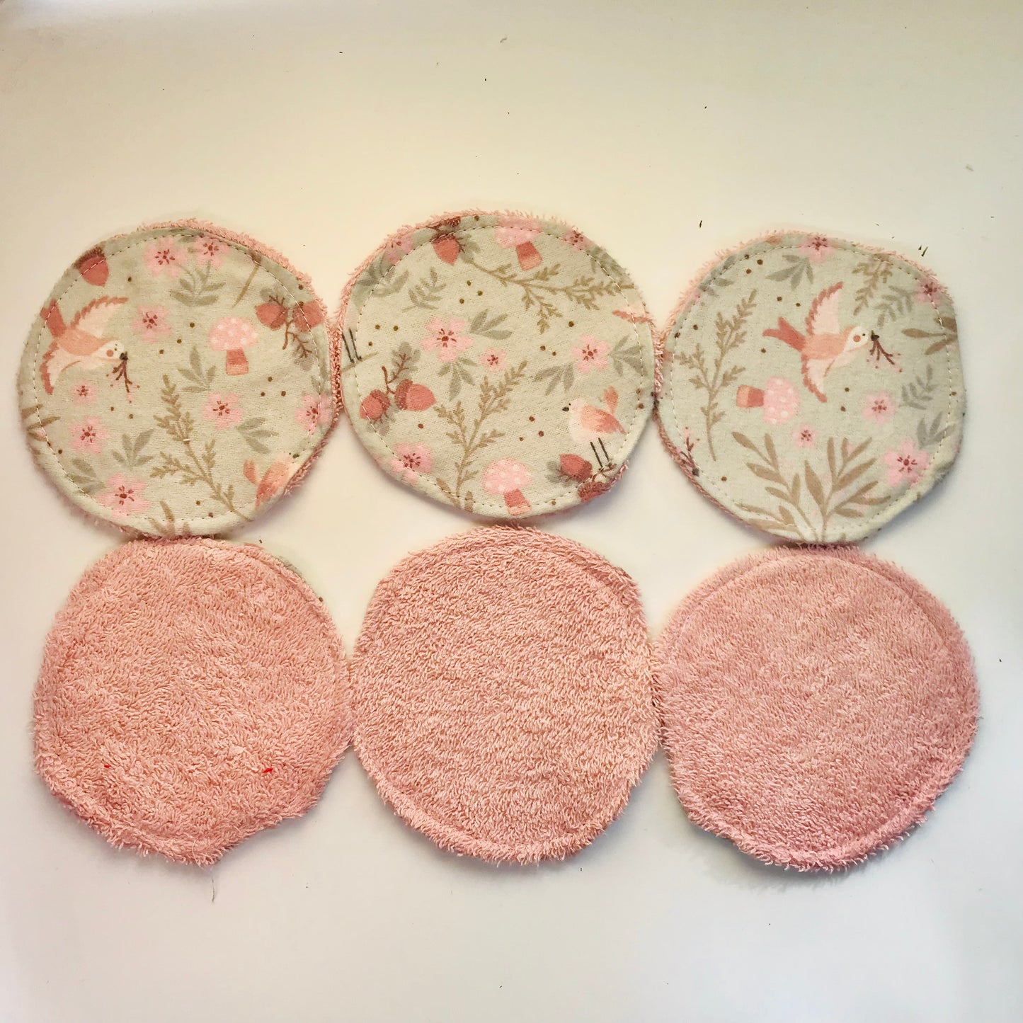 No Waste Reusable Make-up Remover Pads Wipes - flannel / towelling (set of 6)