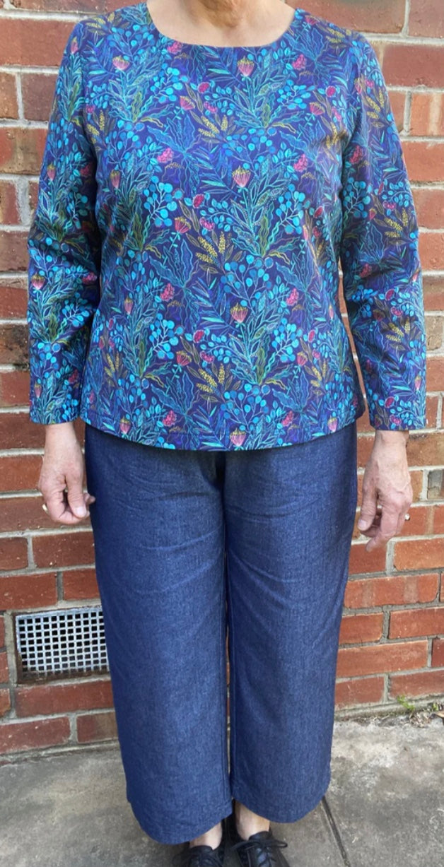 Women's Handmade Keyhole Top - Blue Earth