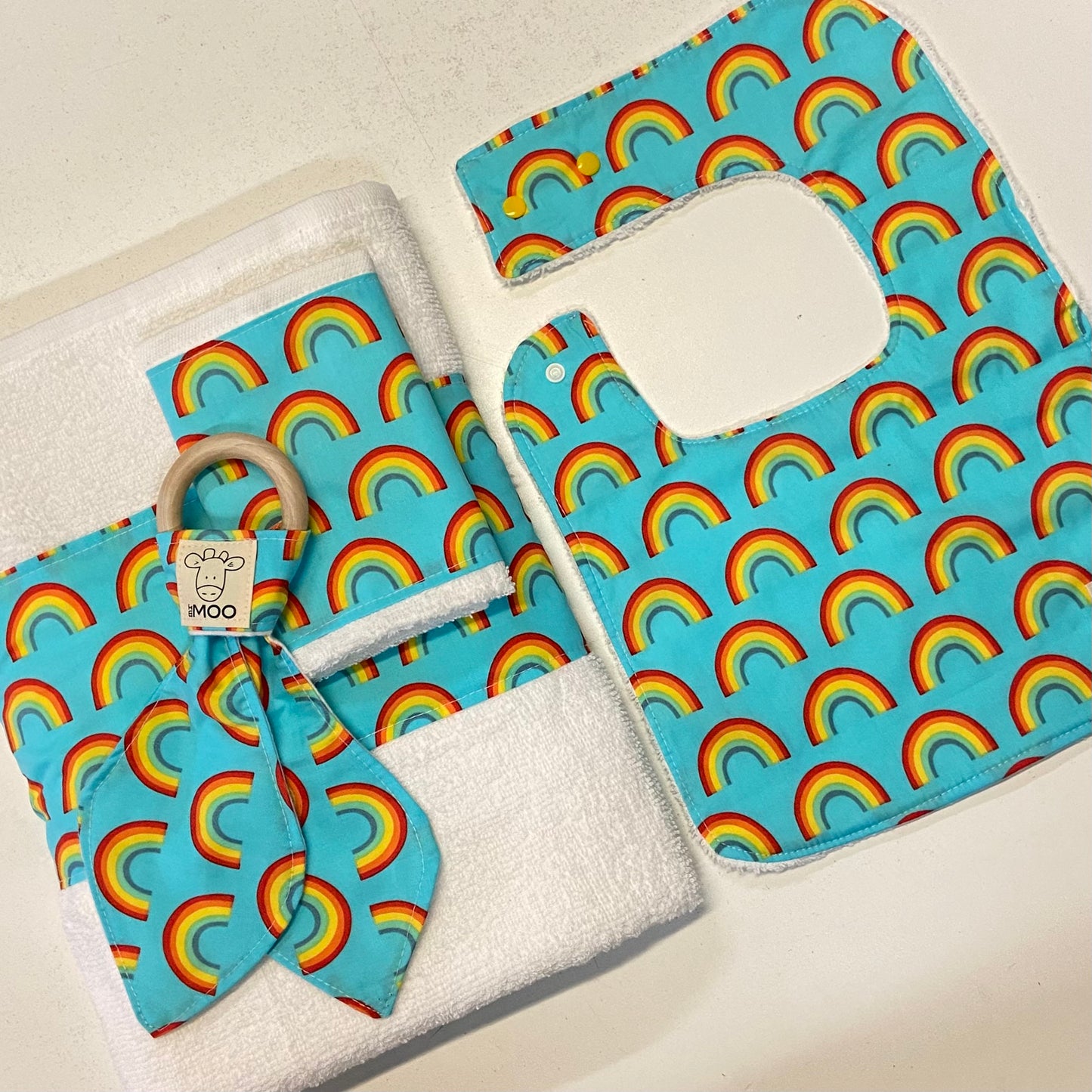 Gift Box - Towel, Face Washer, Burp Cloth & Silicone Dummy Clip