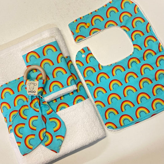 Gift Box - Towel, Face Washer, Burp Cloth & Silicone Dummy Clip