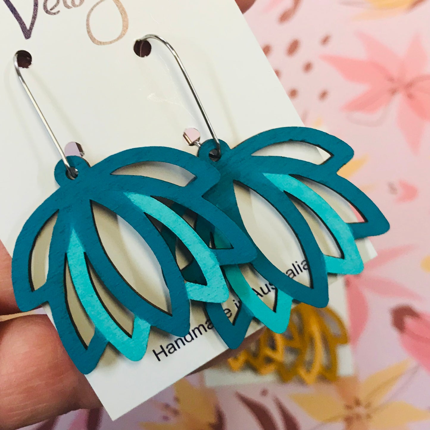 Flower wood Statement Earrings