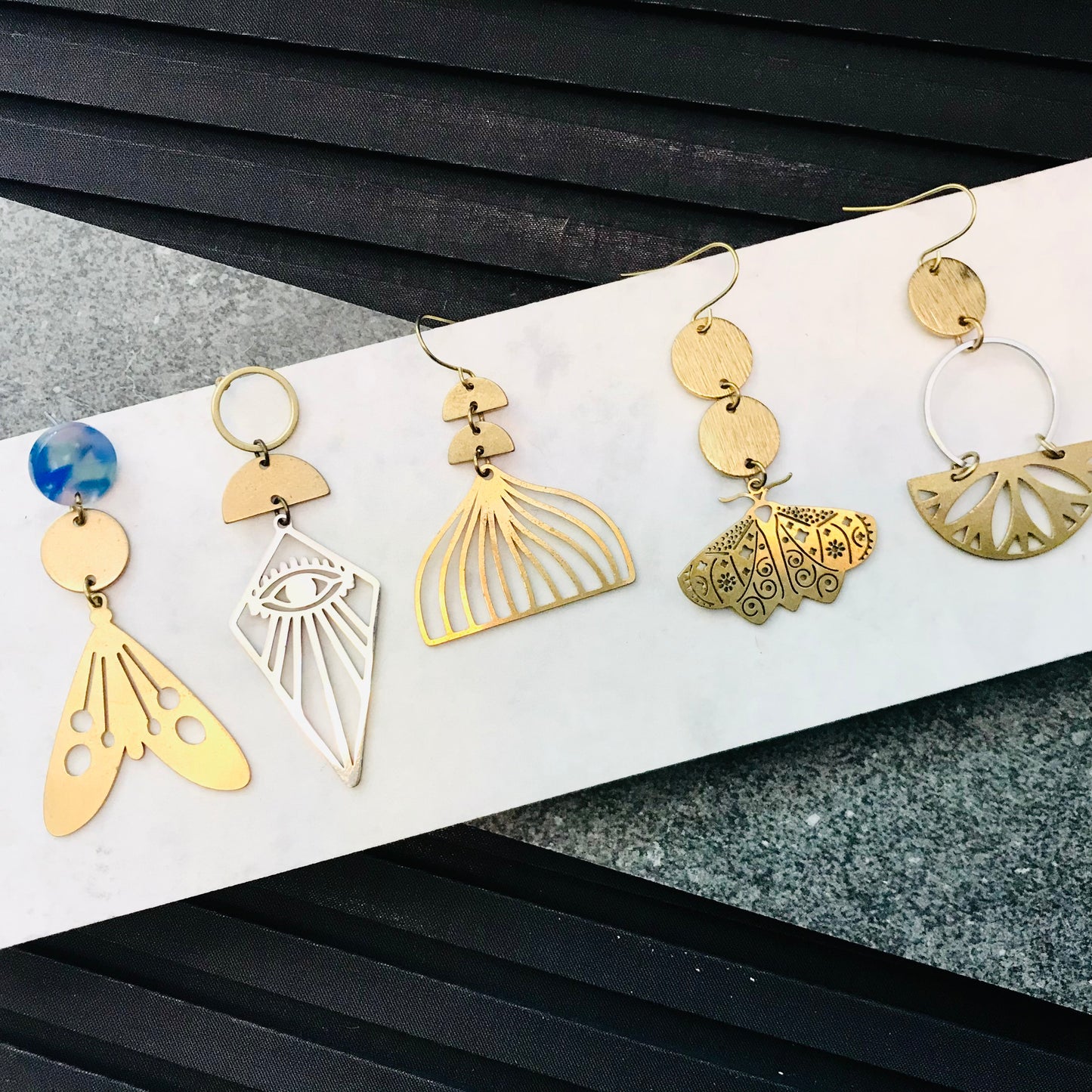 Mixed Metal and Resin Earrings - medium