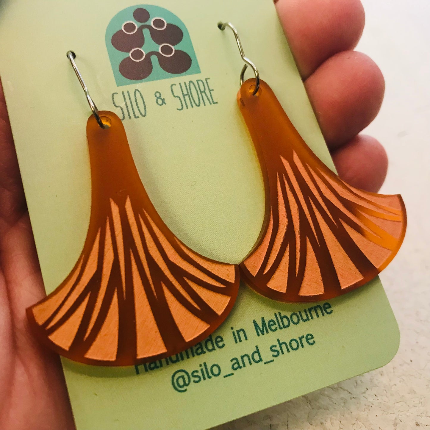 Art Deco Acrylic Earrings - Large Fan Hooks