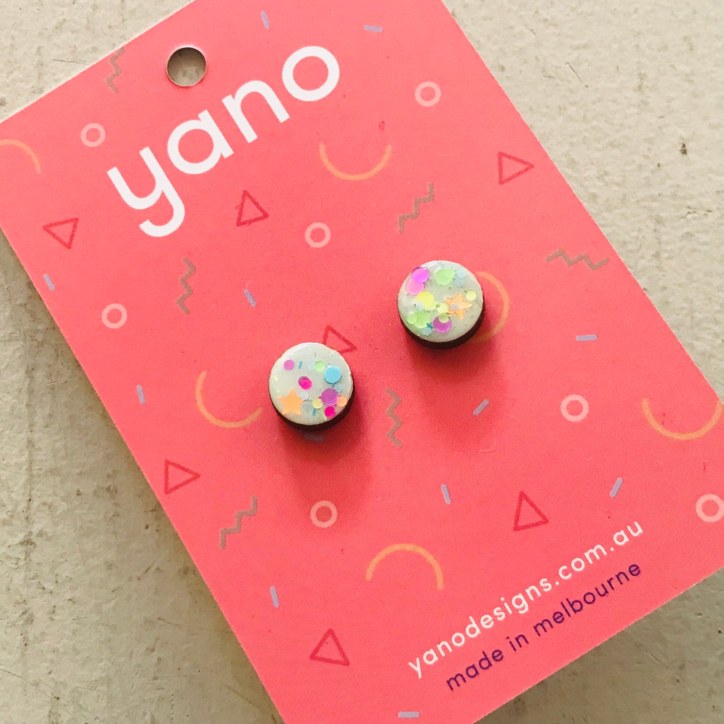 Round Laser Cut Timber Stud Earrings