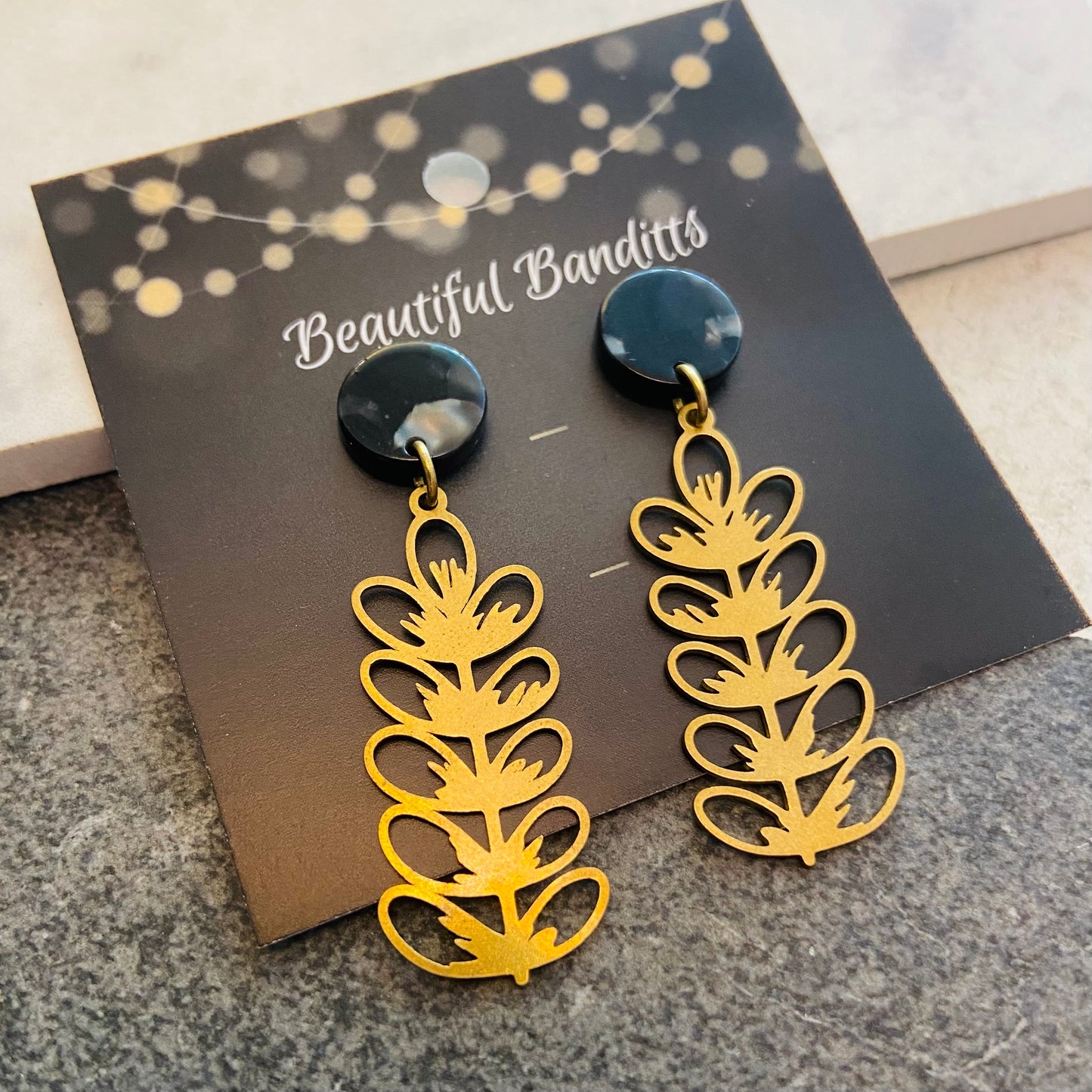 Mixed Metal and Resin Earrings - small