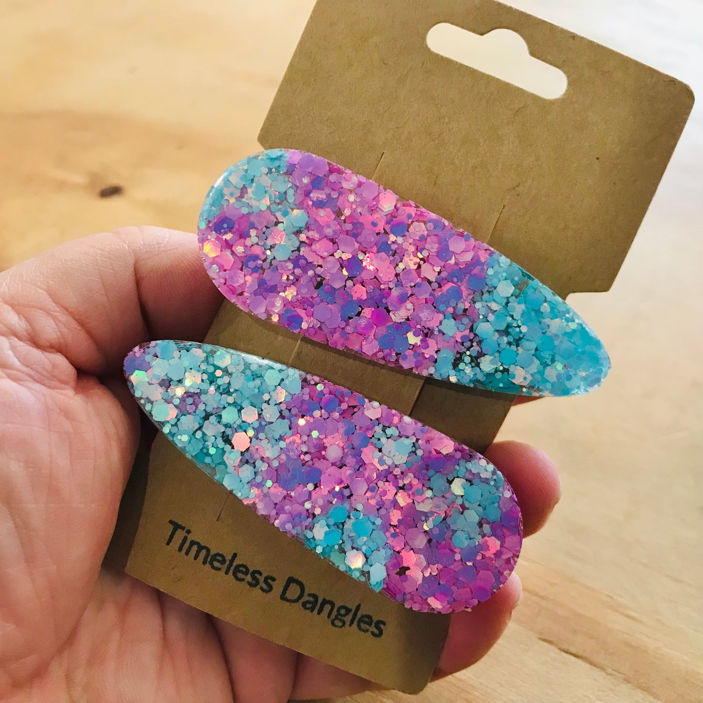 Resin Sparkle Hair Clips - Set of 2