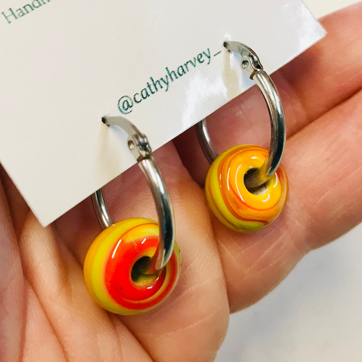 Glass Bead Hoop Earrings