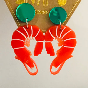 Prawn Dangly Stud Earrings