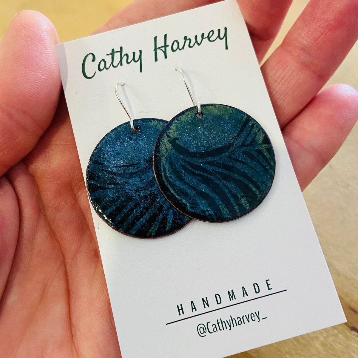 Handpainted Earrings -  Enamel on Copper
