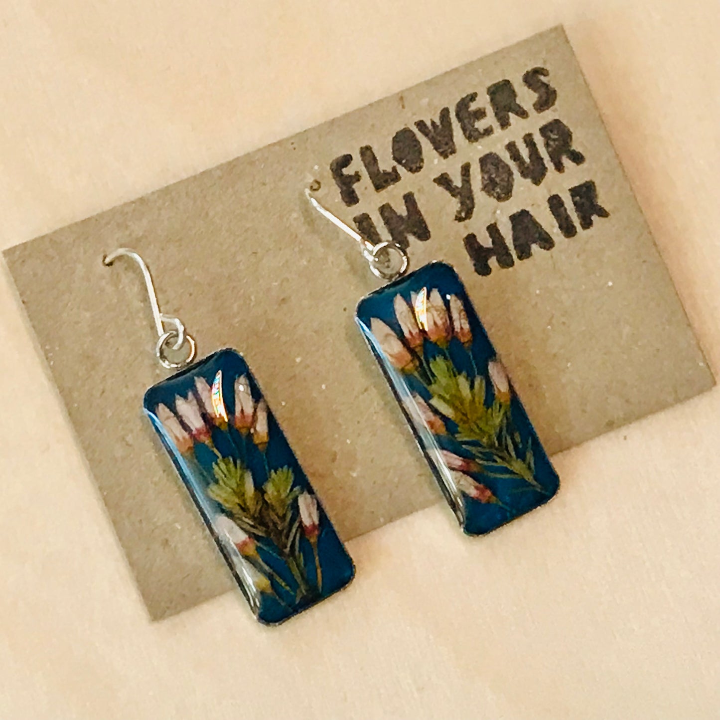 Australian flora Resin & Sterling Silver Earrings - large