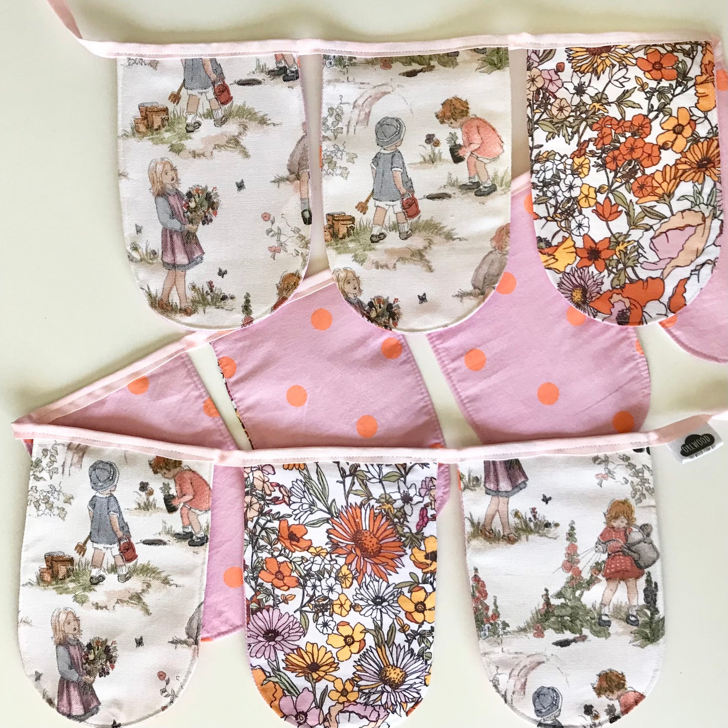 Reusable Eco Sustainable Bunting Flag Nursery Bedroom Wall Decoration - Pink Garden Party