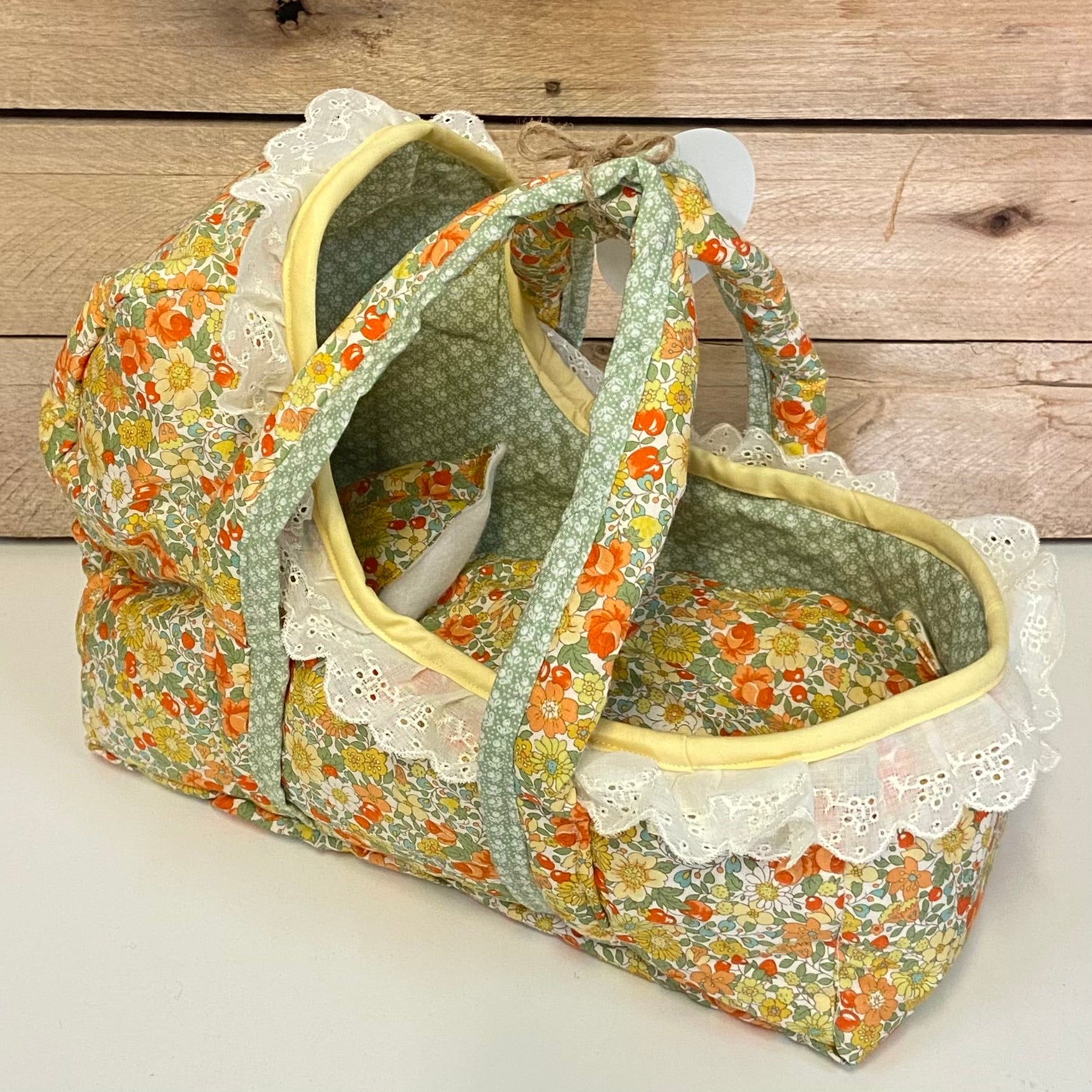 Cloth Carrier Dolls Basket Set with Blanket and Pillow