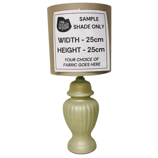 Lampshade with a label on a white background