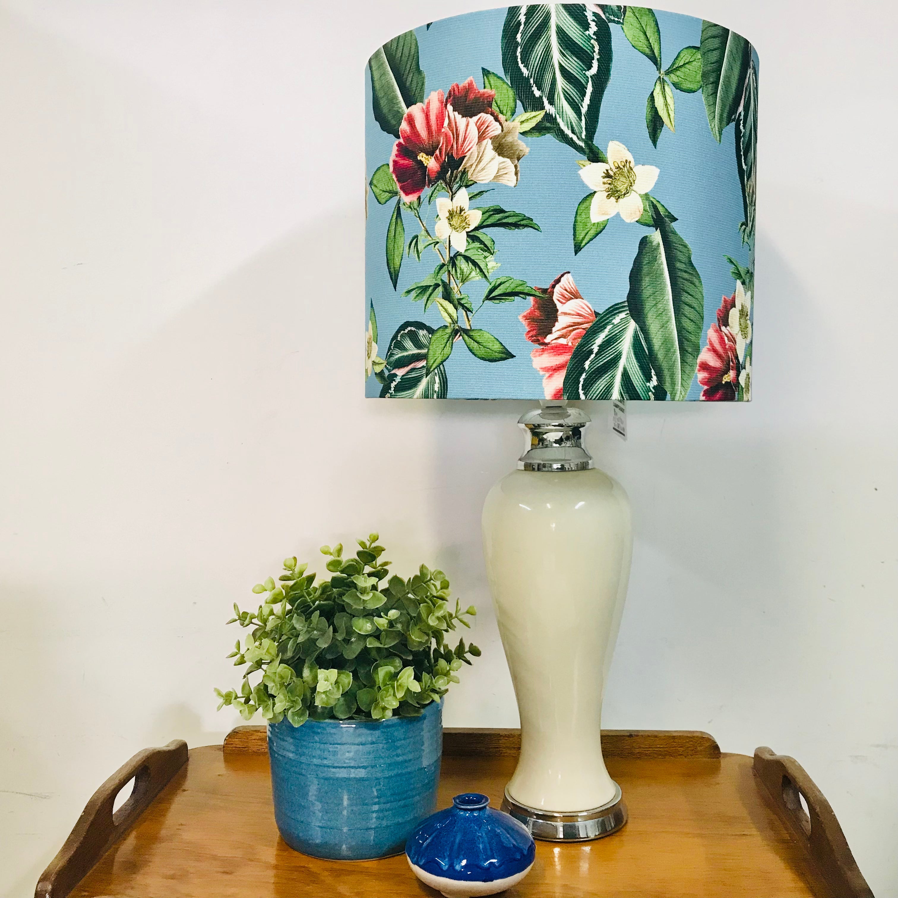 Custom Lamp Shade only - Vintage Blue Floral