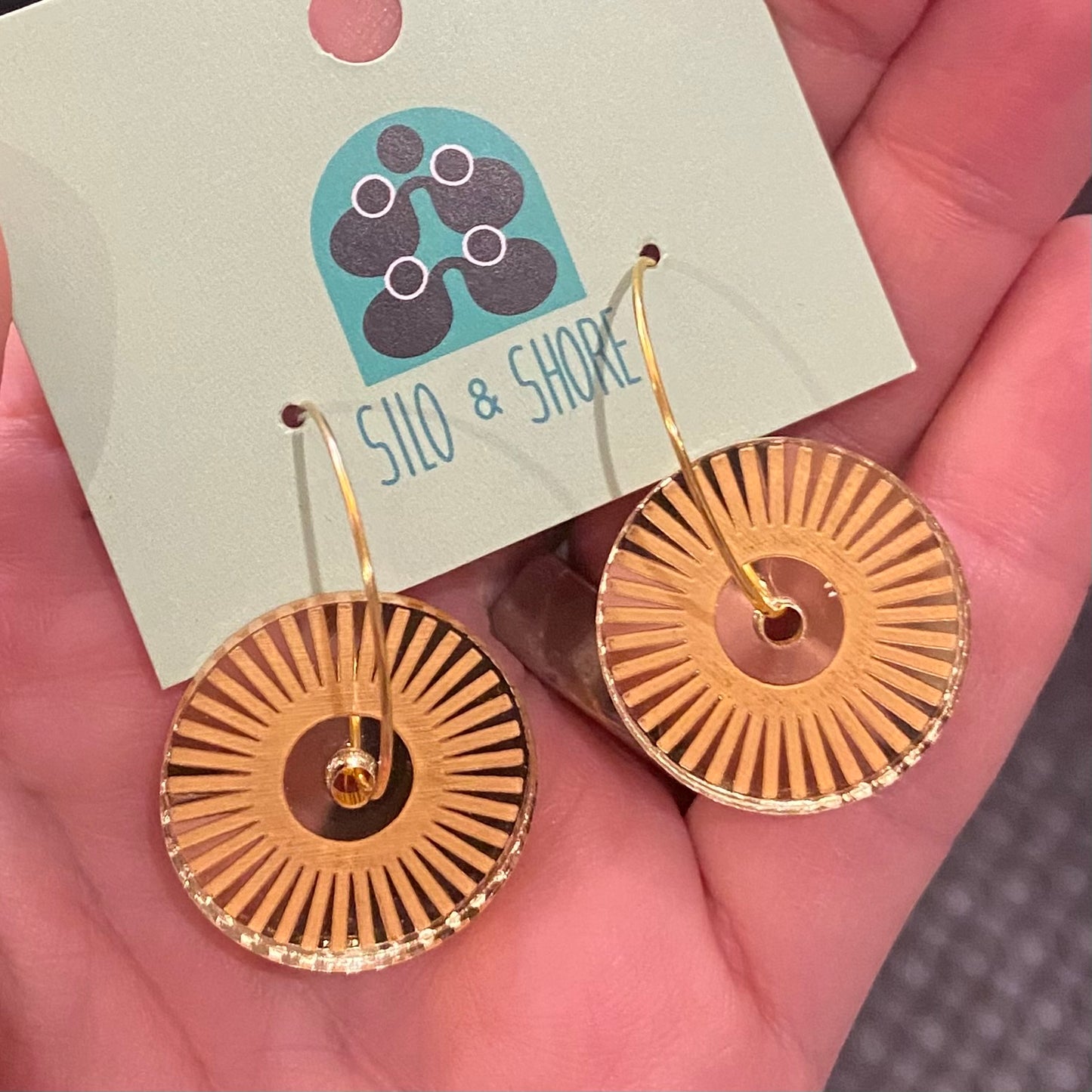 Art Deco Acrylic Earrings - Sunny Hoops