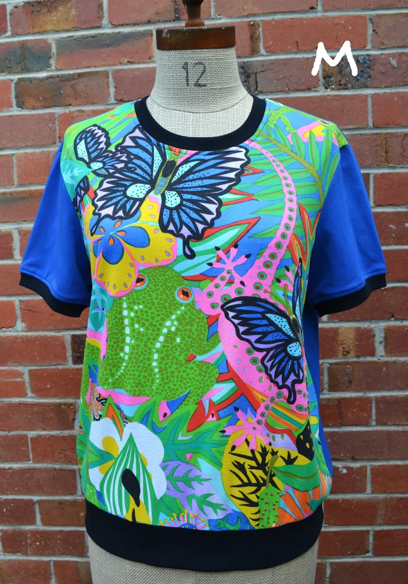 Women's Handmade Cotton Blend Tee - Paradise Retro