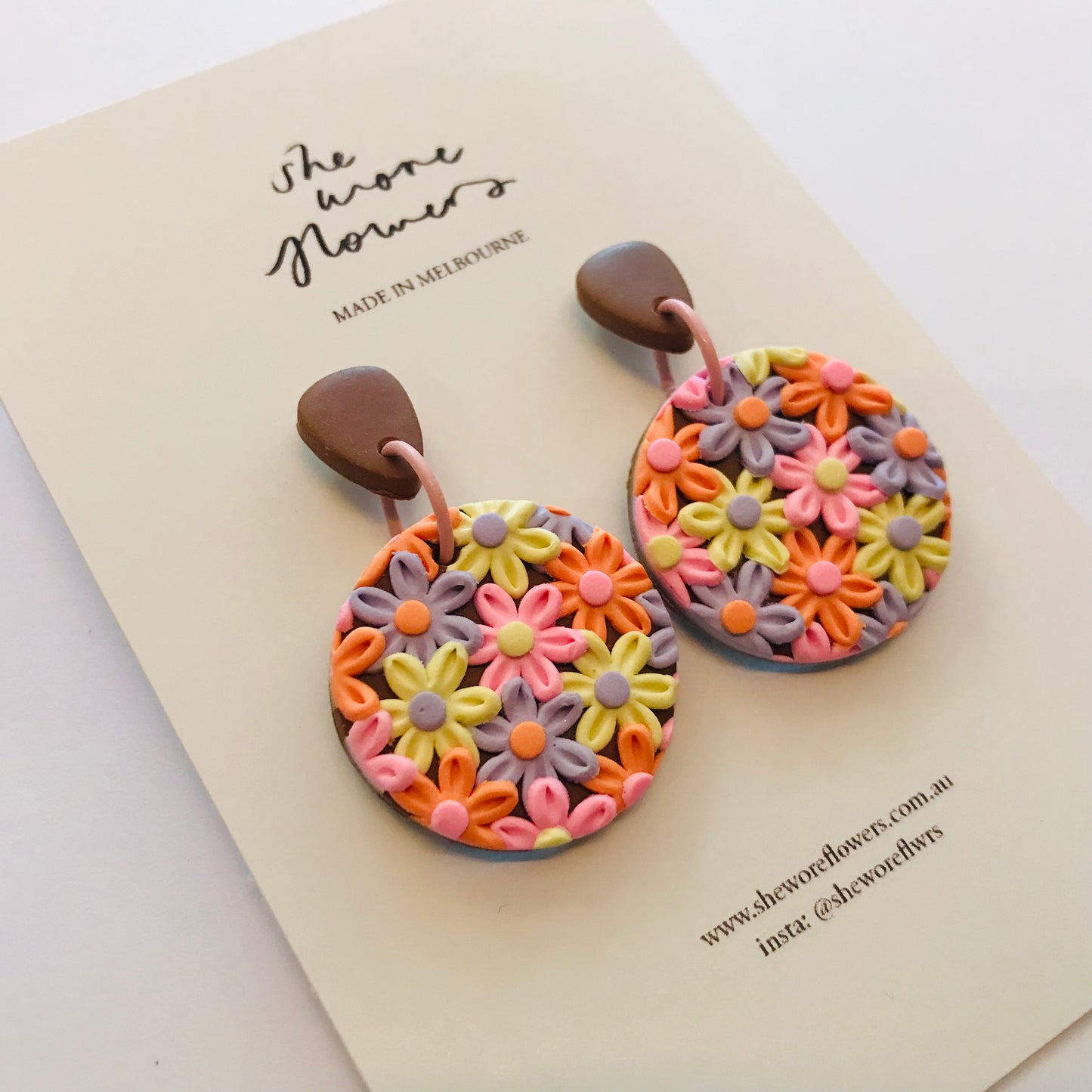Floral Polymer Clay Multi Shaped Dangle Earrings