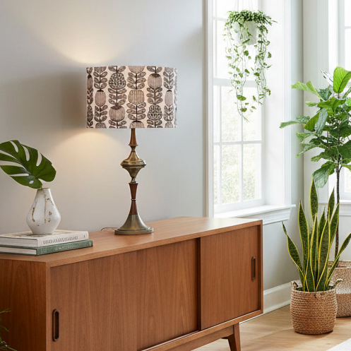 Vintage Genie Table Lamp with Banksia Stems Shade