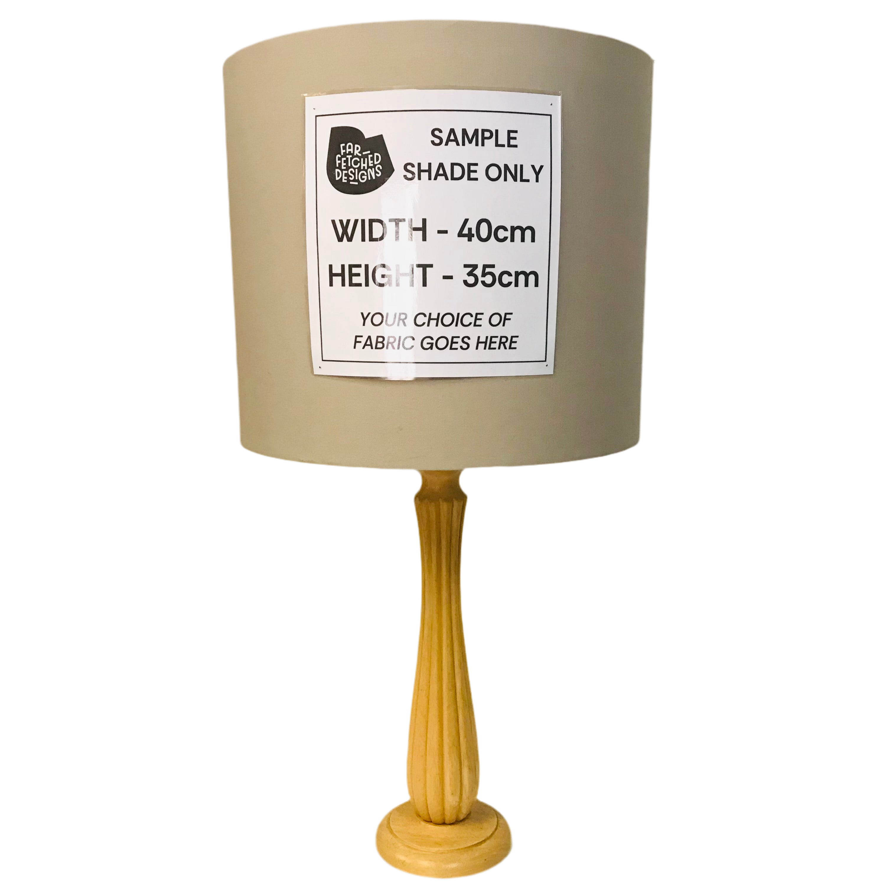 Lamp Base Only - Light Wood Ridged Tall Column Table Lamp