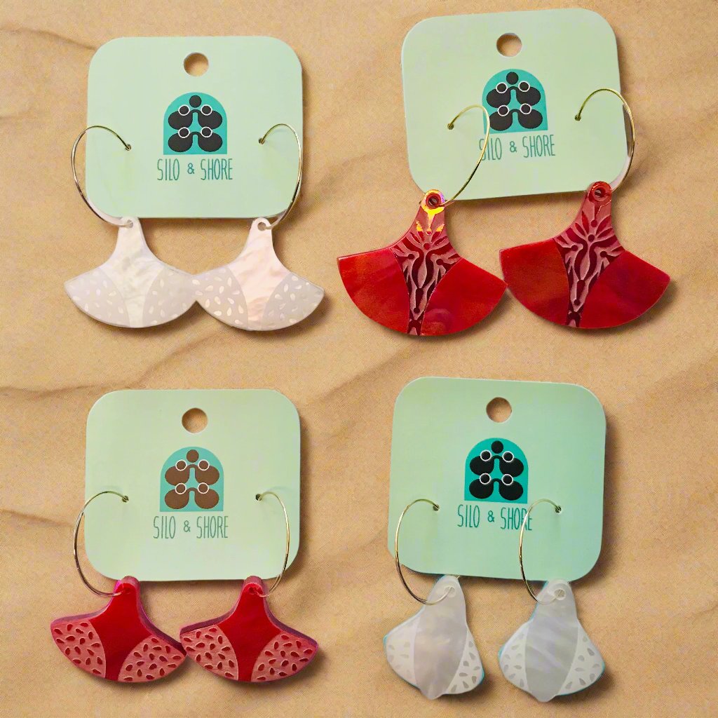 Art Deco Acrylic Earrings - Wide Fan Hook