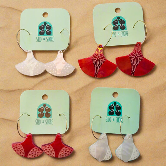 Art Deco Acrylic Earrings - Wide Fan Hook