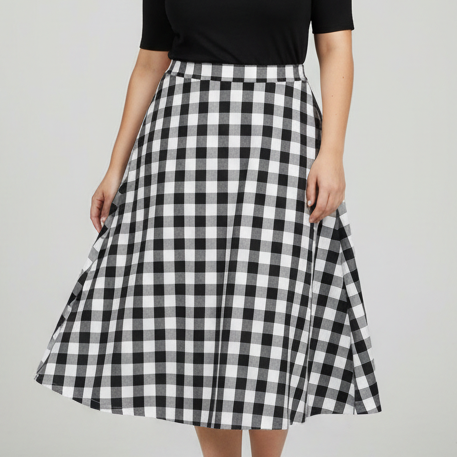 Women's Handmade Midi Skirt - Gingham (size L)