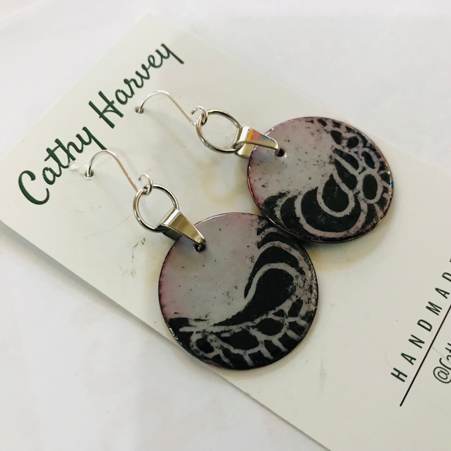 Handpainted Earrings -  Enamel on Copper
