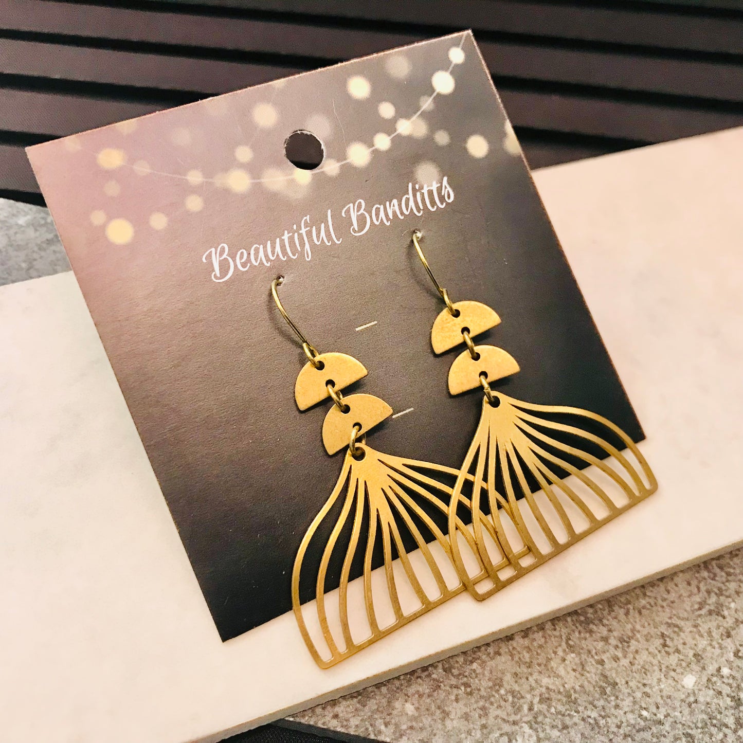 Mixed Metal and Resin Earrings - medium