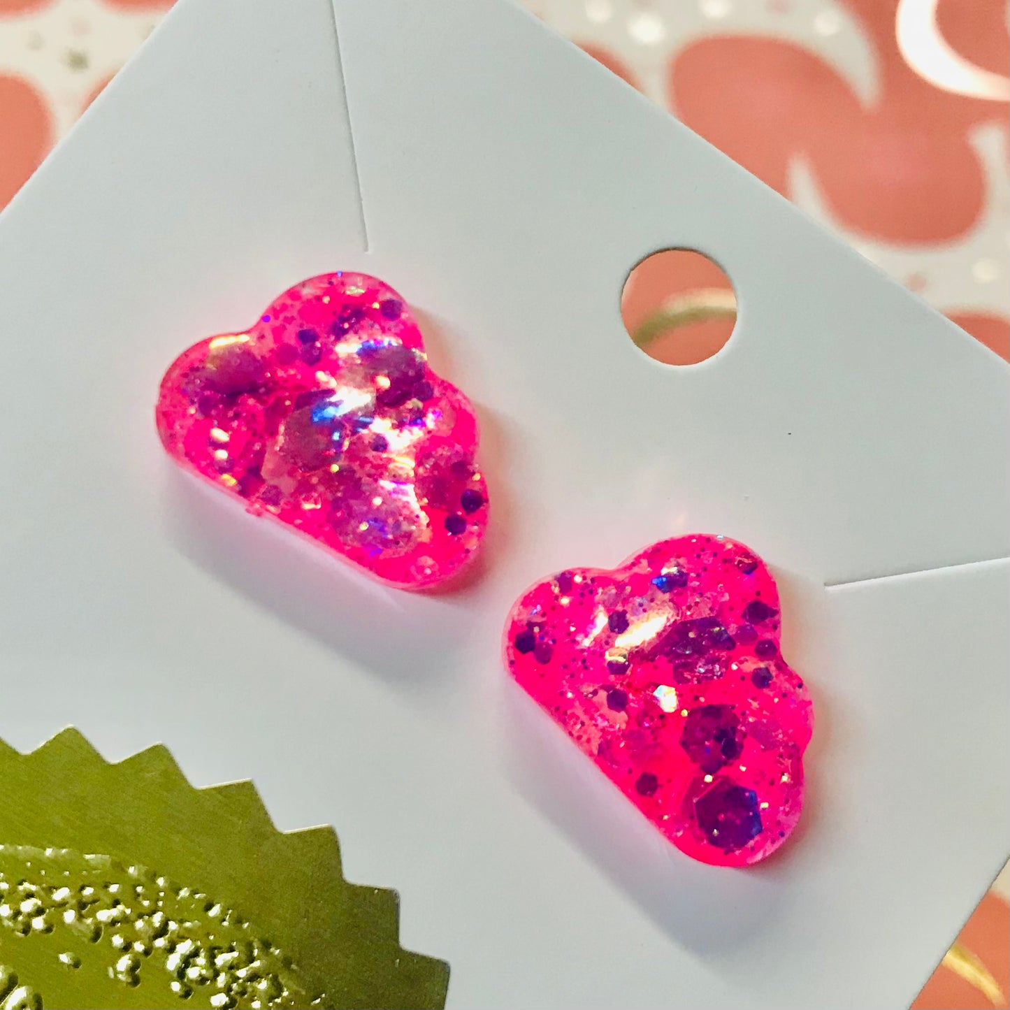 Novelty Resin Sparkle Stud Earrings