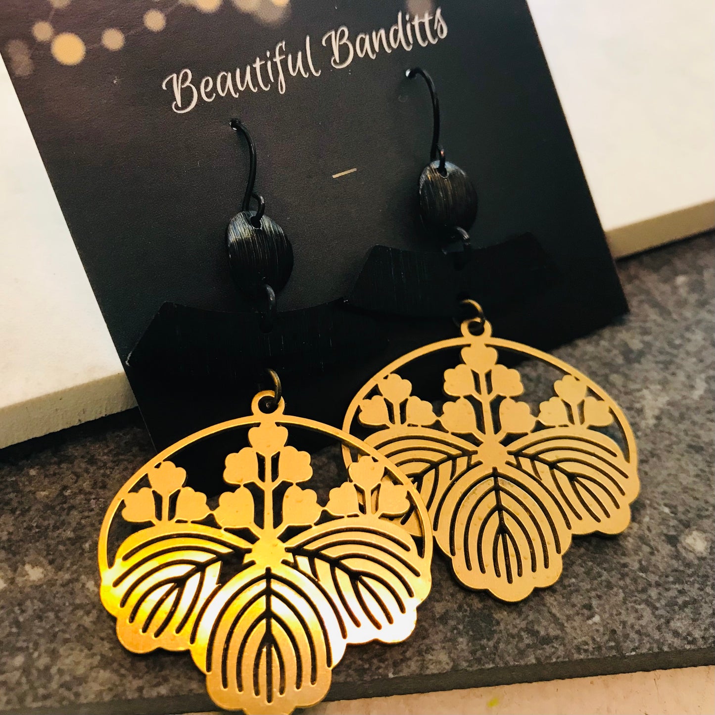 Mixed Metal and Resin Earrings - x-large