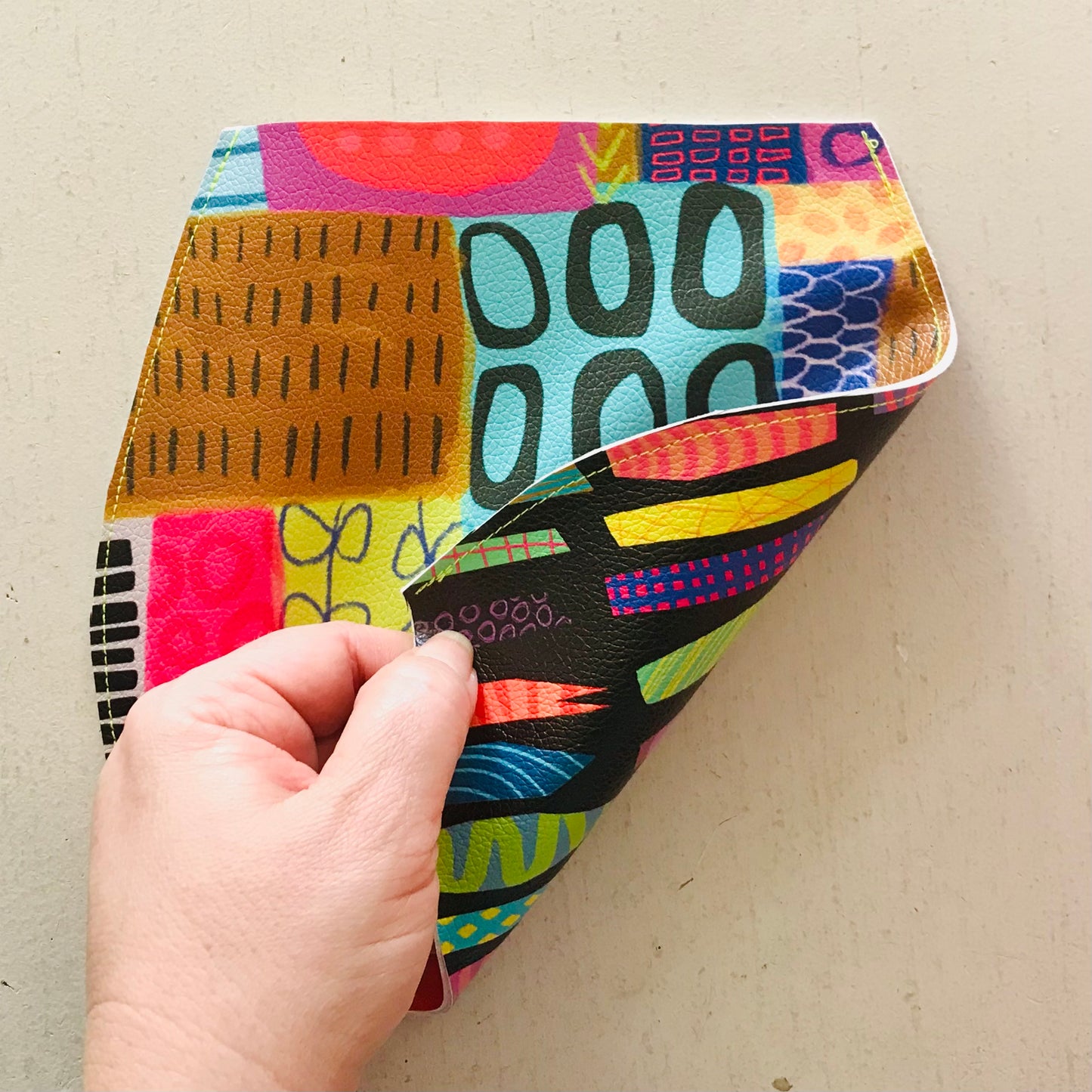 Hand Painted Vegan Leather Flat Vase