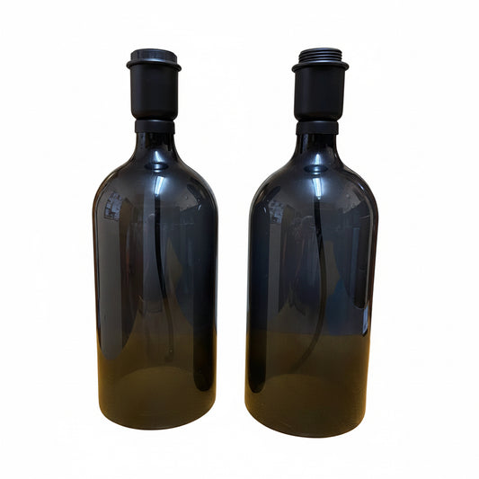 Lamp Base Only - Smoked Glass Barrel Table Lamps (pair available)