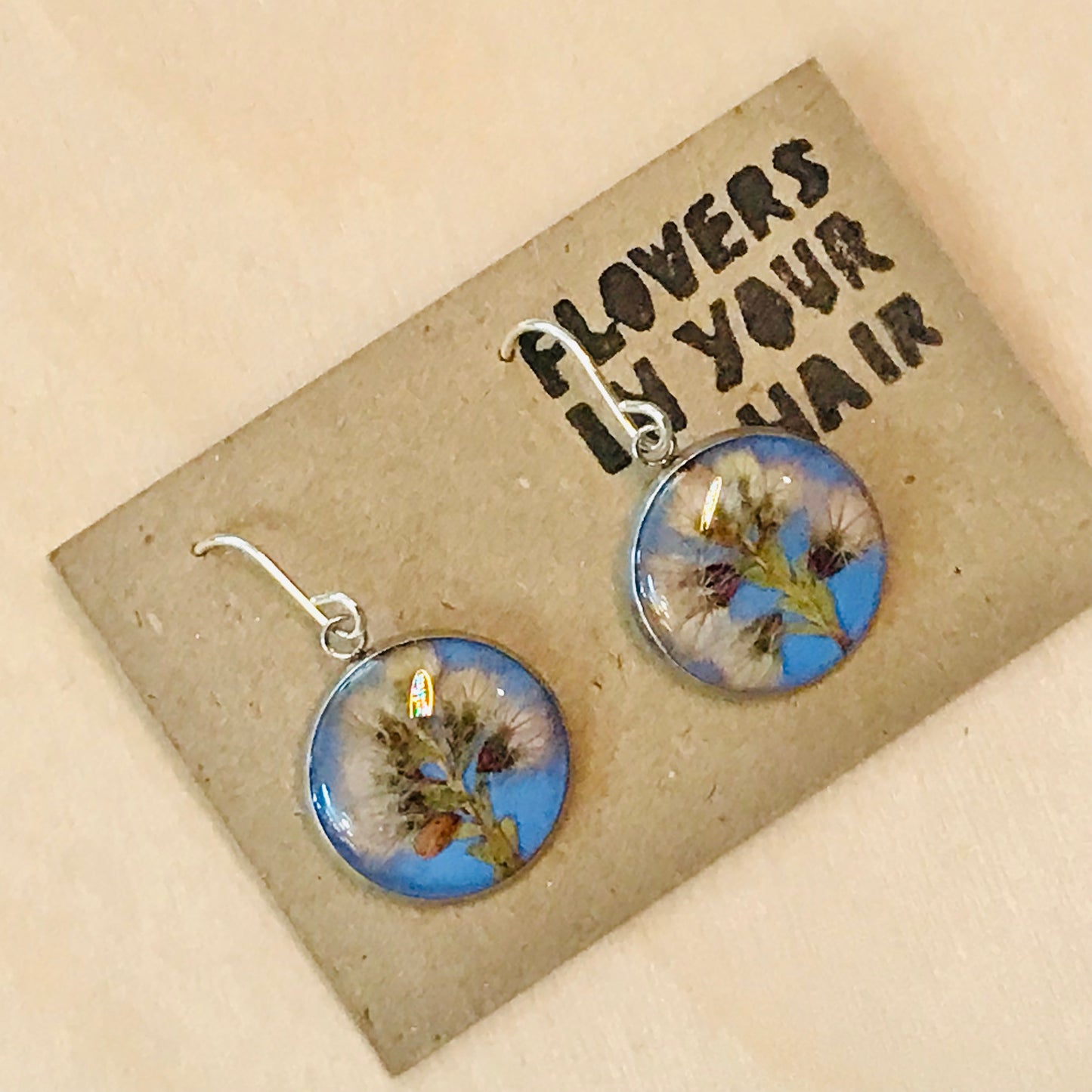 Australian flora Resin & Sterling Silver Earrings - medium