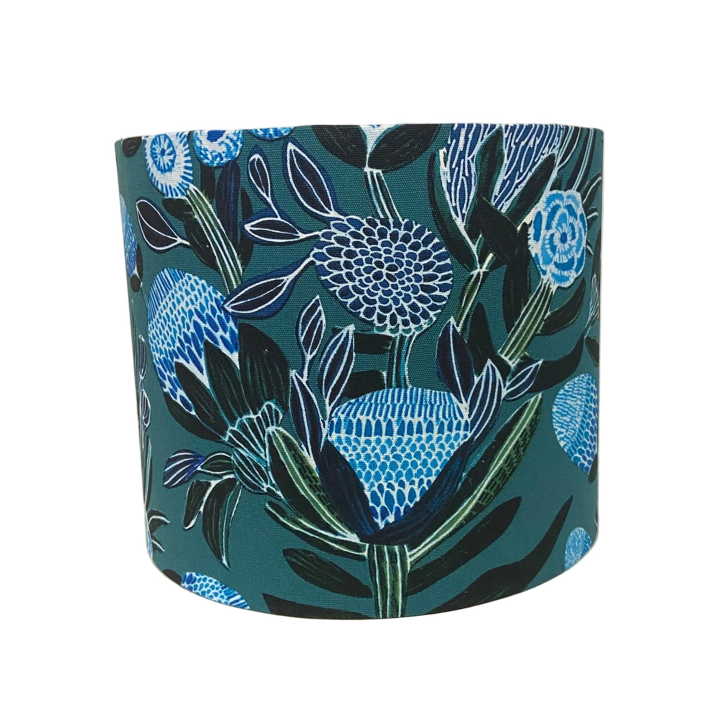 Twisted Iron Table Lamp with Blue Bush Shade