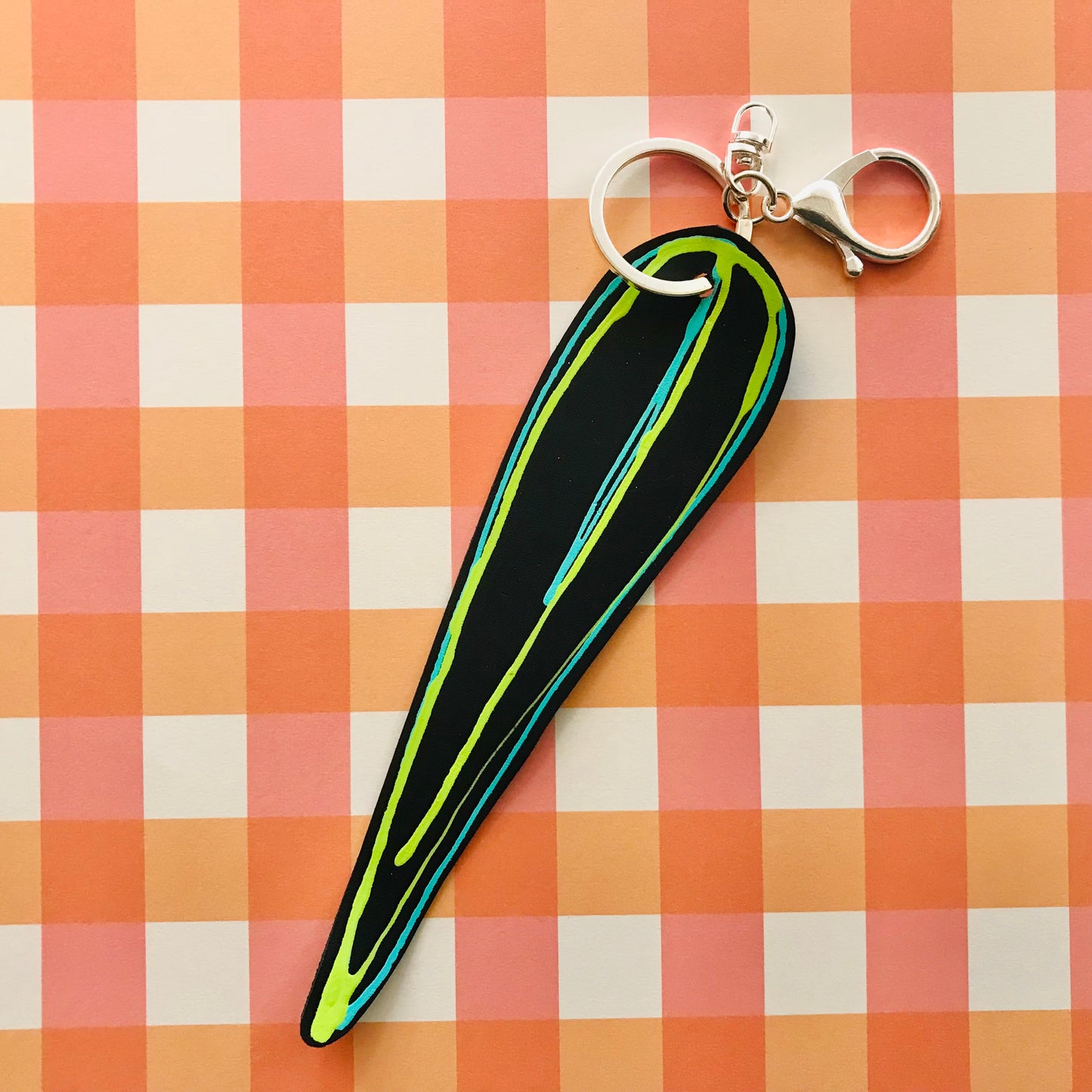 Handpainted Leather Keyrings - leaf