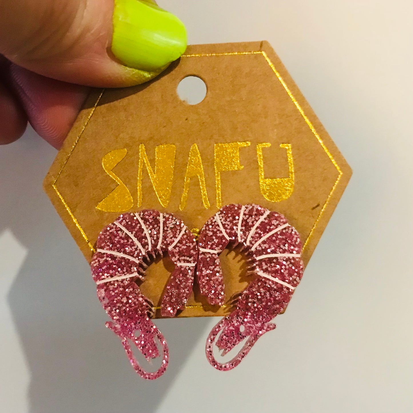 Prawn Dangly Stud Earrings