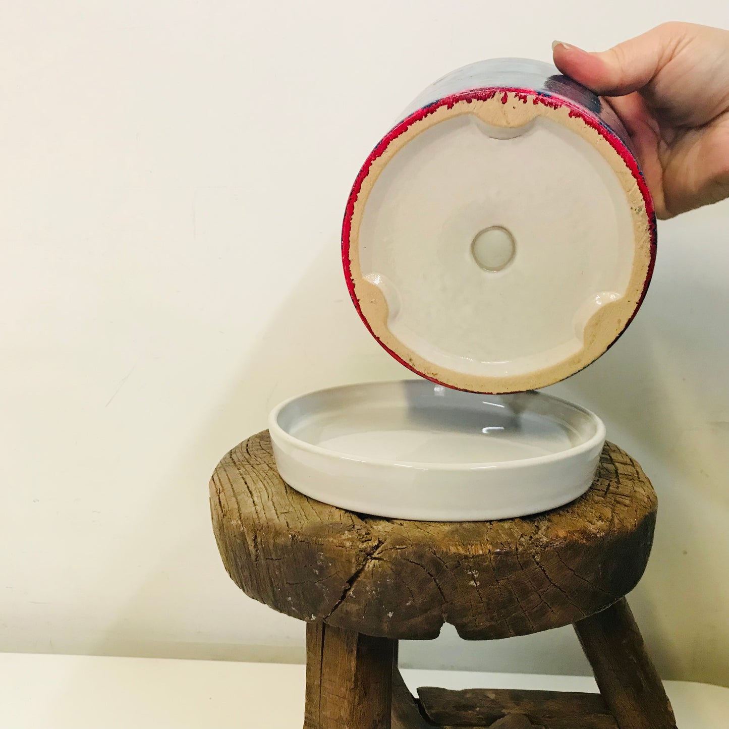 Alcohol Ink planter pot with tray - Plantara