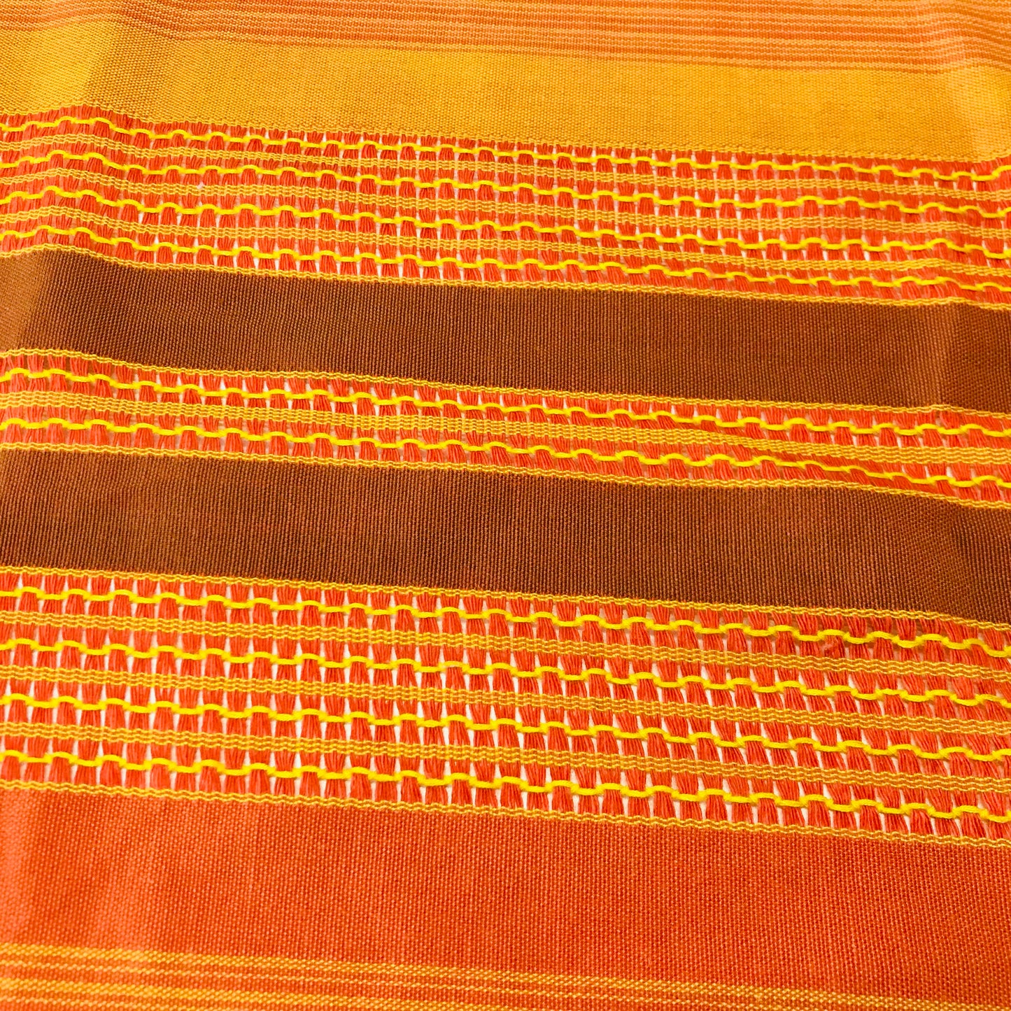 Custom Lamp Shade only - Mid Century Orange Knit Stripe Curtaining (salvaged)