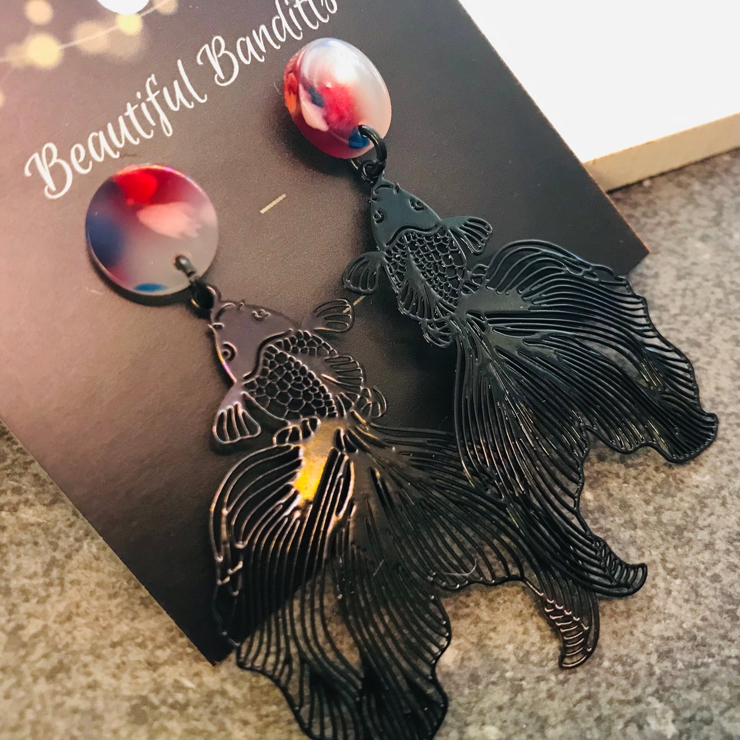 Mixed Metal and Resin Earrings - x-large