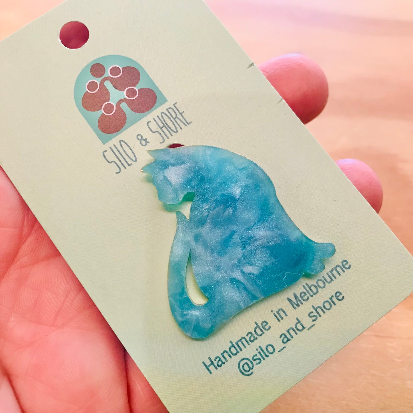Art Deco Acrylic Brooch - Cats