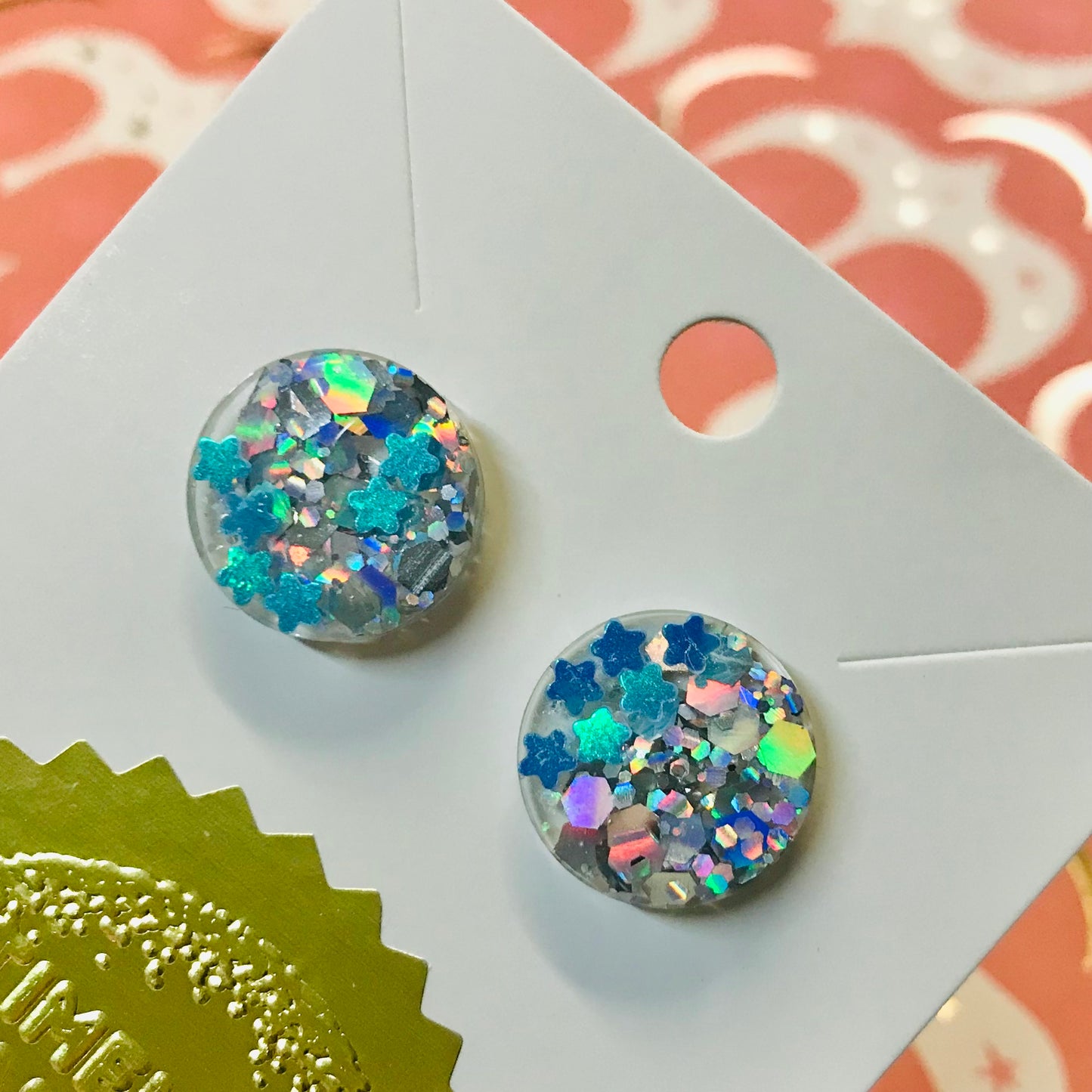 Novelty Resin Sparkle Stud Earrings