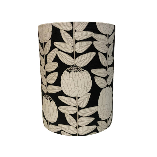 Black & White lamp shade with proteas on it