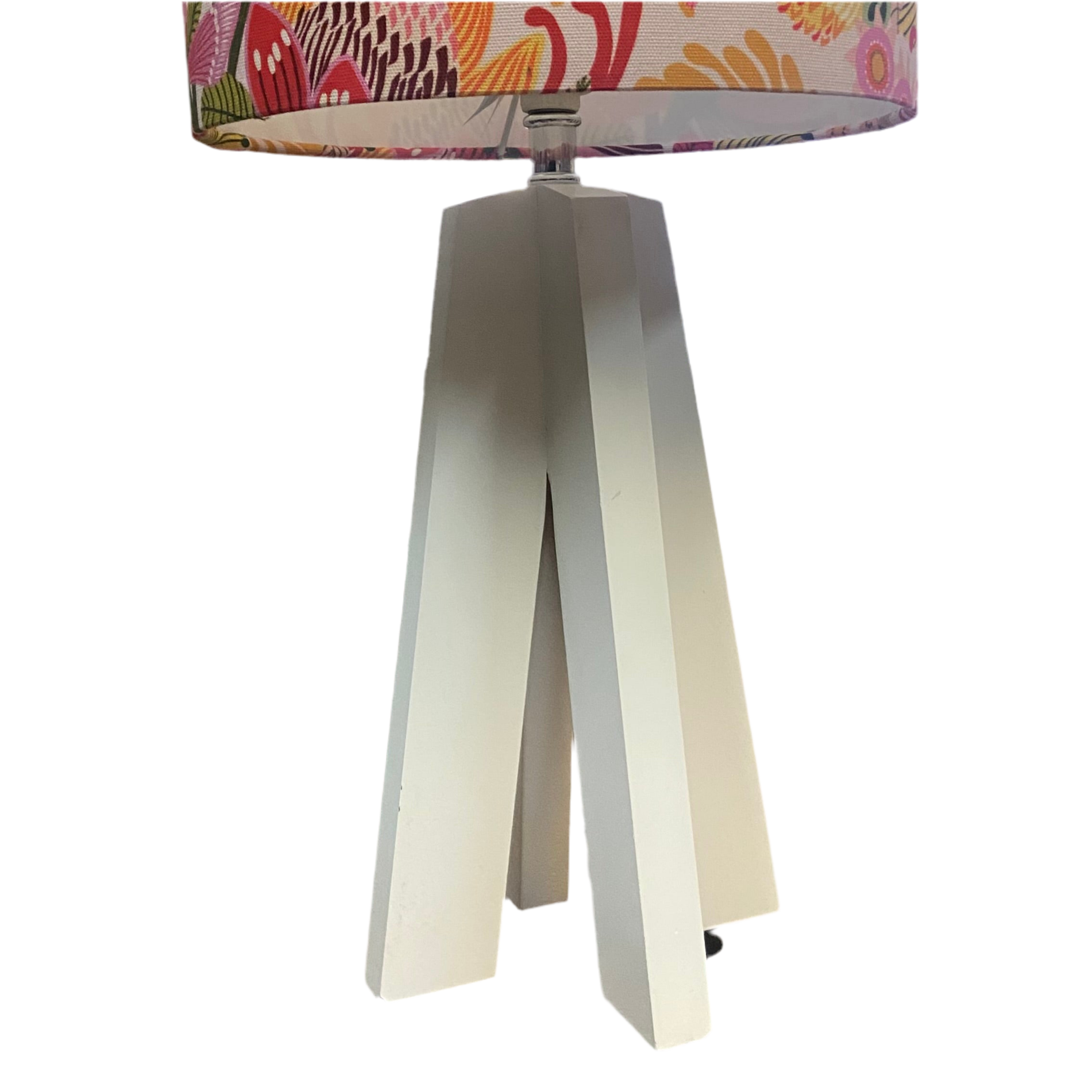 White Timber Quad Legged Table Lamp with Citrus Natives Shade