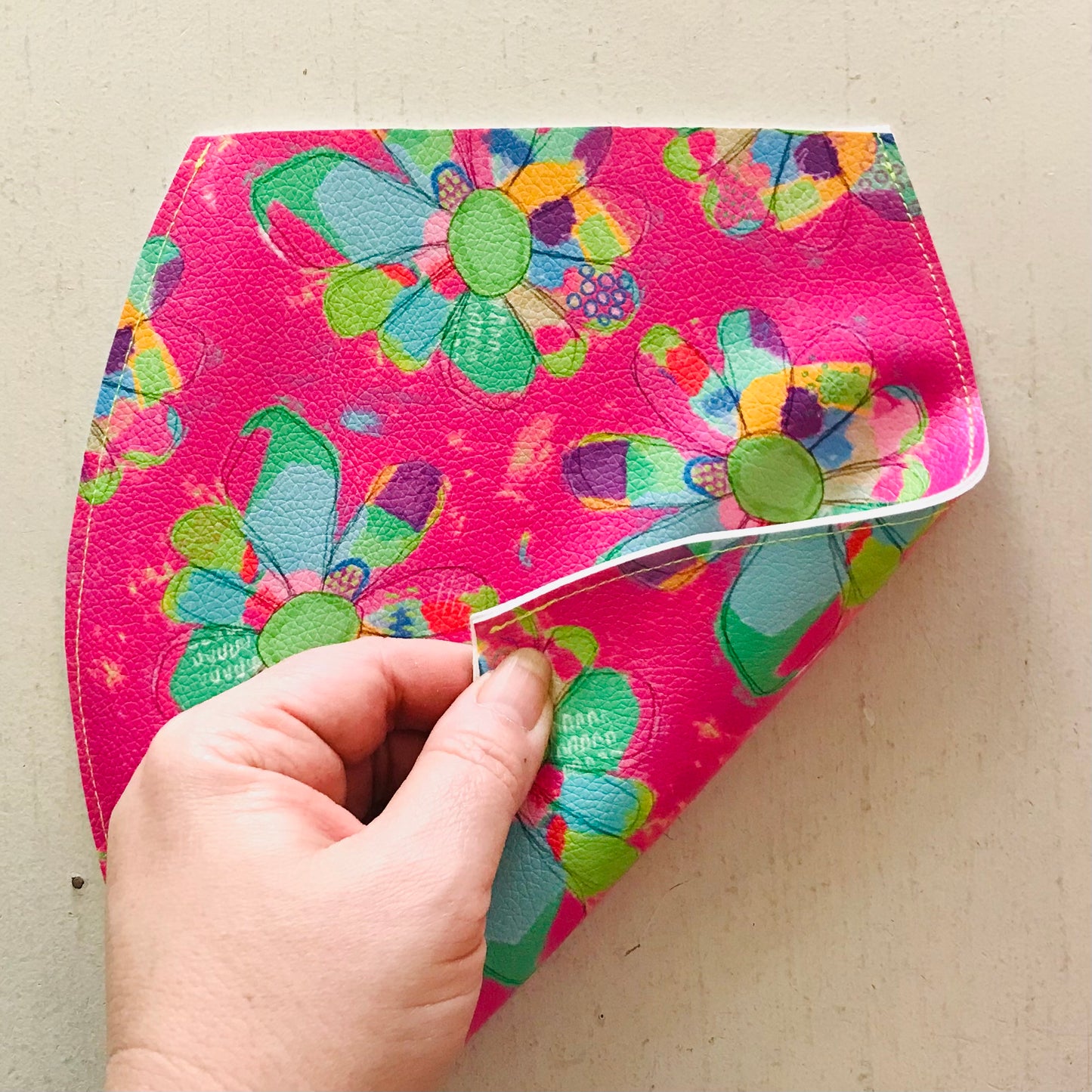 Hand Painted Vegan Leather Flat Vase