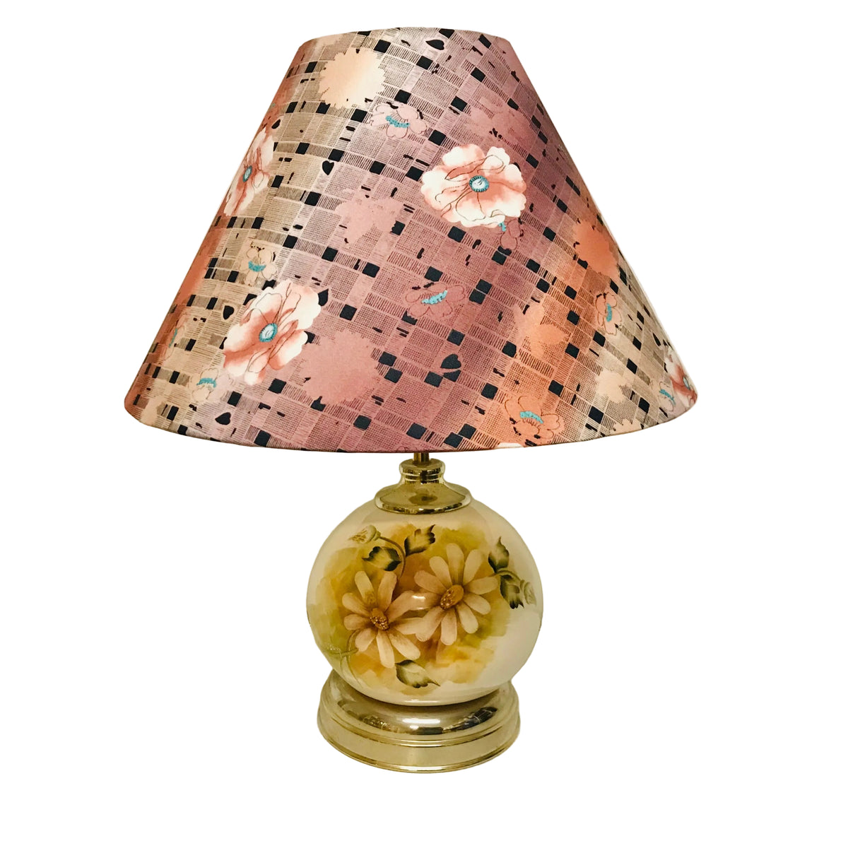 Earthy 80s Floral Table Lamp