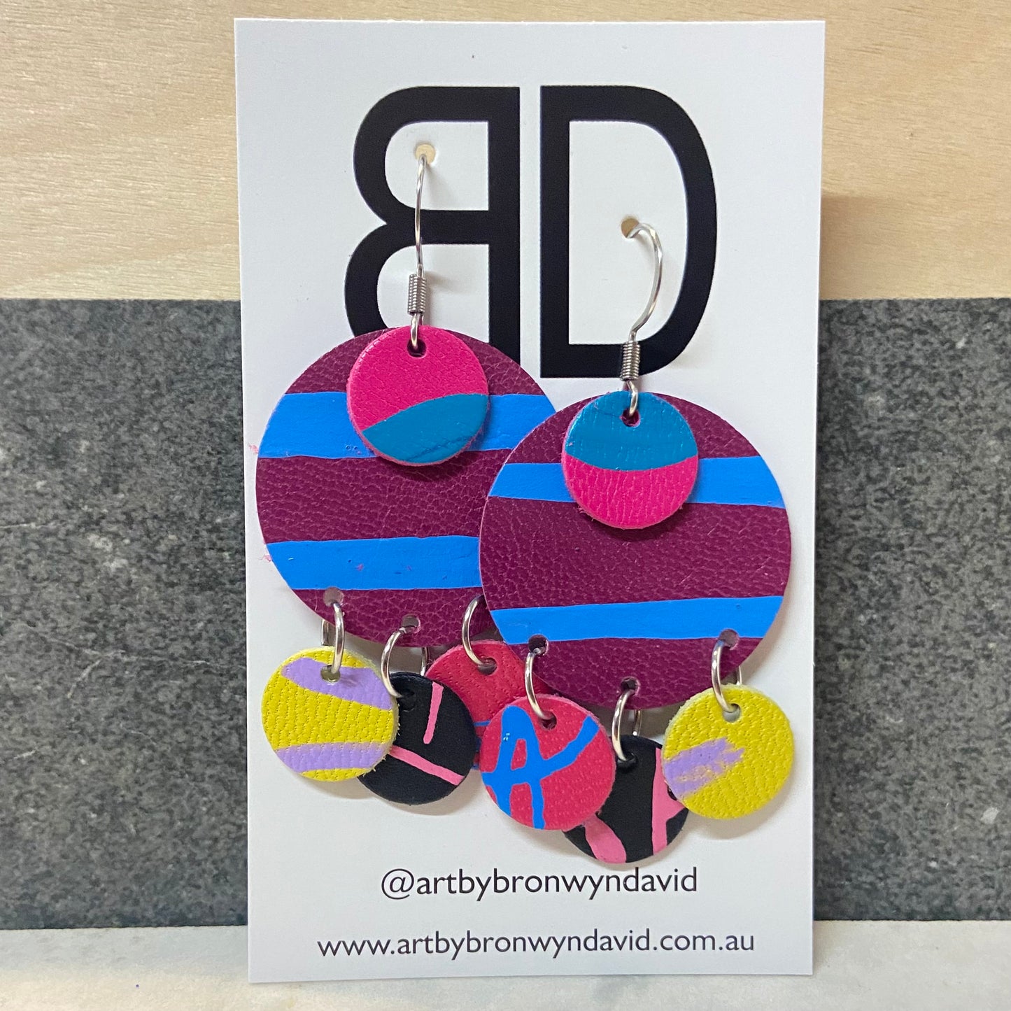 Handmade Painted Leather Earrings - The Buddy