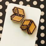 Novelty Studs Earrings - Graphic Wood